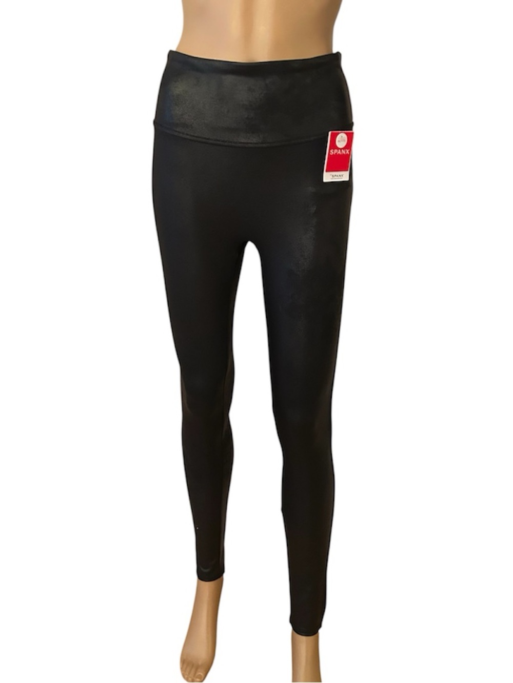 NWT Spanx Women’s Size Petite Medium Black Faux Leather Stretchy Legging Pants